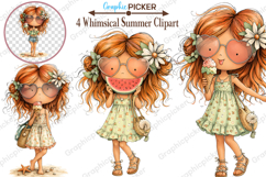 Whimsical Summer Girl Clipart, Cute Beach Girls PNG, Summer Product Image 1
