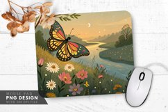 Whimsical Butterfly in a Floral Dreamscape Mouse Pad PNG Product Image 1