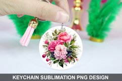 Flowers Keychain Sublimation- Sublimation PNG Design Product Image 1