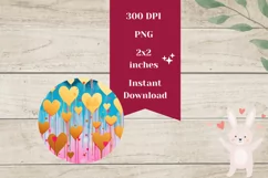 Love Hearts Earring PNG, Colorful Round Earring Design Product Image 2