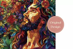Stained Glass Flowers Tumbler, Jesus Sublimation Tumbler PNG Product Image 2