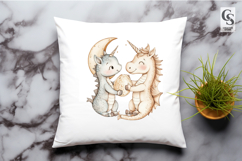 Unicorn Dragon Moon Clipart Sublimation PNG Product Image 2