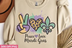 Peace Love Mardi Gras PNG, Mardi Gras Sublimation PNG Product Image 1