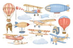 Watercolor Air Transport Clipart Product Image 2