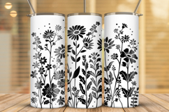 20oz Skinny Tumbler laser svg, Wildflowers pattern wrap Product Image 2