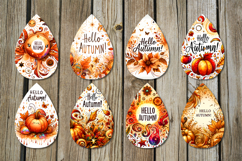 Hello Autumn | 8 fall Teardrop earring sublimation designs Product Image 2
