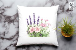 Watercolor Lavender &amp; Pink Wildflower Clipart PNG Product Image 2