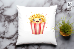 Cute Popcorn Watercolor Clipart Sublimation PNG Product Image 3