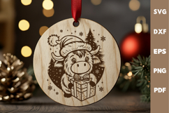 Highland Cow laser SVG PNG| Christmas Cutting Board Design Product Image 3