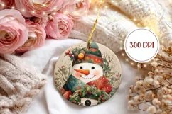 Cartoon Snowman Round Ornament, Christmas Ornament PNG Product Image 2