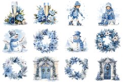 Pale Blue Christmas Clipart | Watercolor Png Product Image 2