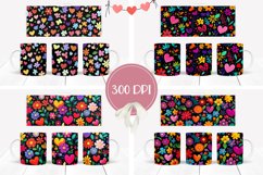 Cartoon Flowers Mug Wrap Designs, Floral Mug Sublimation Product Image 2