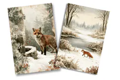Winter Fox River Forest Junk Journal Pages Product Image 2