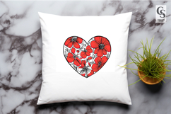 Red Floral Heart Illustration Clipart Sublimation PNG Product Image 3