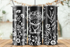 20oz Tumbler laser svg|Floral Baby Highland Cow wrap Product Image 2