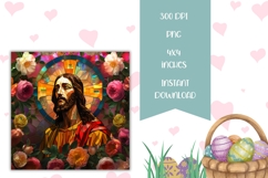 Stained Glass Square Coasters, Jesus Christ Square Coasters Product Image 2