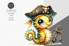 Seahorse pirate clipart, Seahorse clipart Product Image 1