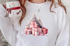 Pink Christmas gifts clipart sublimation, Christmas PNG Product Image 2