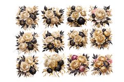 Gold Peony Watercolor Clipart Product Image 2