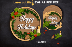 Christmas Wreath SVG laser cut files for Glowforge Product Image 2
