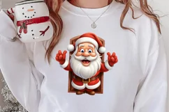Christmas Santa Claus Peeking Clipart PNG Product Image 2