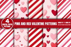 Pink And Red Valentine Digital Paper Patterns PNG Product Image 1