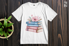 Pastel Floral Book Stack Clipart Sublimation PNG Product Image 2