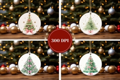 Pink Christmas Bows Ornaments, Christmas Tree Ornament Product Image 2