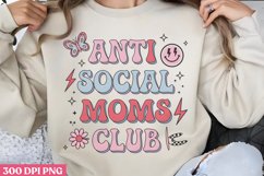 Anti social mom&#039;s club PNG,Retro Mama Sublimation Product Image 3