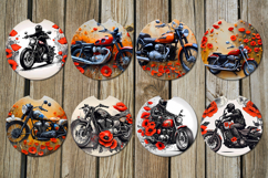 Motorcycle &amp; flowers | Bike Car coaster &amp; key chain designs Product Image 2