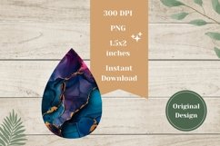 Blue Marble Teardrop Earrings, Colorful Earring Sublimation Product Image 2