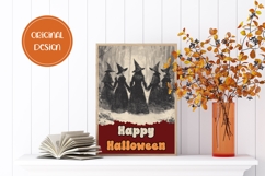 Vintage Halloween Greeting Card, Halloween Witches Wall Art Product Image 2