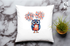 Patriotic Owl Fireworks Clipart PNG Product Image 2