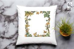 Watercolor Leaf Frame Botanical Border Clipart PNG Product Image 3