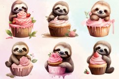 Sloth Loves Cupcake Valentine Clipart, Sloth Loves Cupcake Product Image 2
