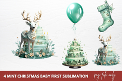 Mint Christmas Baby First Clipart Sublimation Product Image 1