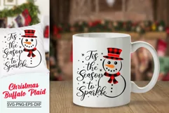 Tis The Season To Sparkle Svg, Christmas Buffalo Plaid SVG Product Image 3