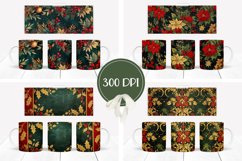Floral Christmas Mug Wrap Design, Flowers Mug Sublimation Product Image 2