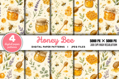 Honey Bee Digital Paper Bundle JPG Product Image 1