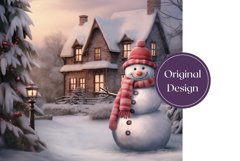 Christmas Tumbler Wrap Design, Pink Snowman Tumbler Design Product Image 2