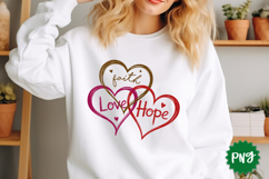 Faith Hope Love Hearts PNG Design, PNG Sublimation design Product Image 3