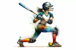 Softball player clipart, Sport clipart, Game clipart Product Image 2