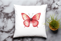 Watercolor Red Butterfly Clipart Sublimation PNG Product Image 2