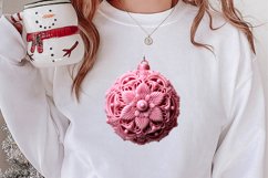 Pink Christmas Crochet Clipart, Christmas PNG Product Image 2