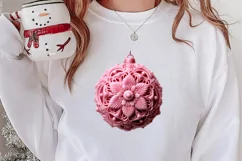 Pink Christmas Crochet Clipart, Christmas PNG Product Image 2