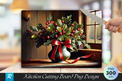 Farmhouse Mistletoe And Bow Rustic Cutting Board PNG Product Image 1