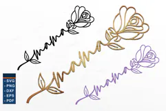 Mom, Mama, Mother, Grandma, Rose Flower SVG Laser Cut Files Product Image 2