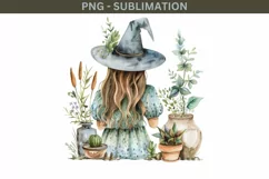 Gardening Witch PNG, Digital Prints, Mystical Artwork, Plant Product Image 2