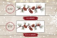 Watercolor Christmas Mug Design, Winter Pine Cones Mug PNG Product Image 2