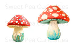 Mushrooms, Whimsical, Mixed Media, Ephemera, PNG, Clipart Product Image 2